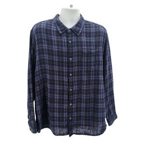 Carbon2Cobalt Mens XL Logan Pass Double Button Shirt Plaid Flannel Blue Shirt